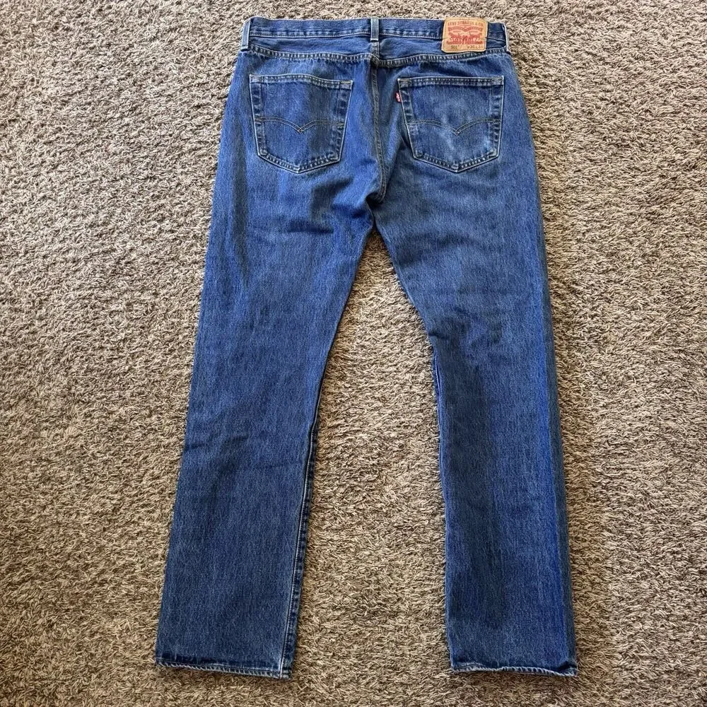 Levis 501 Jeans Mens 36x34 Blue Button Fly Denim Pants Classic Straight